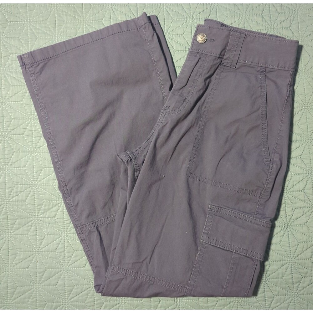 Hollister High-Rise Baggy Cargo Pants Blue Grey Womens 0S 24x28 Wide Leg Utility
